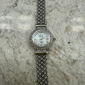 Pre- Owned women's‎ Vintage Anne Klein Crystal face stainess steel wristwatch